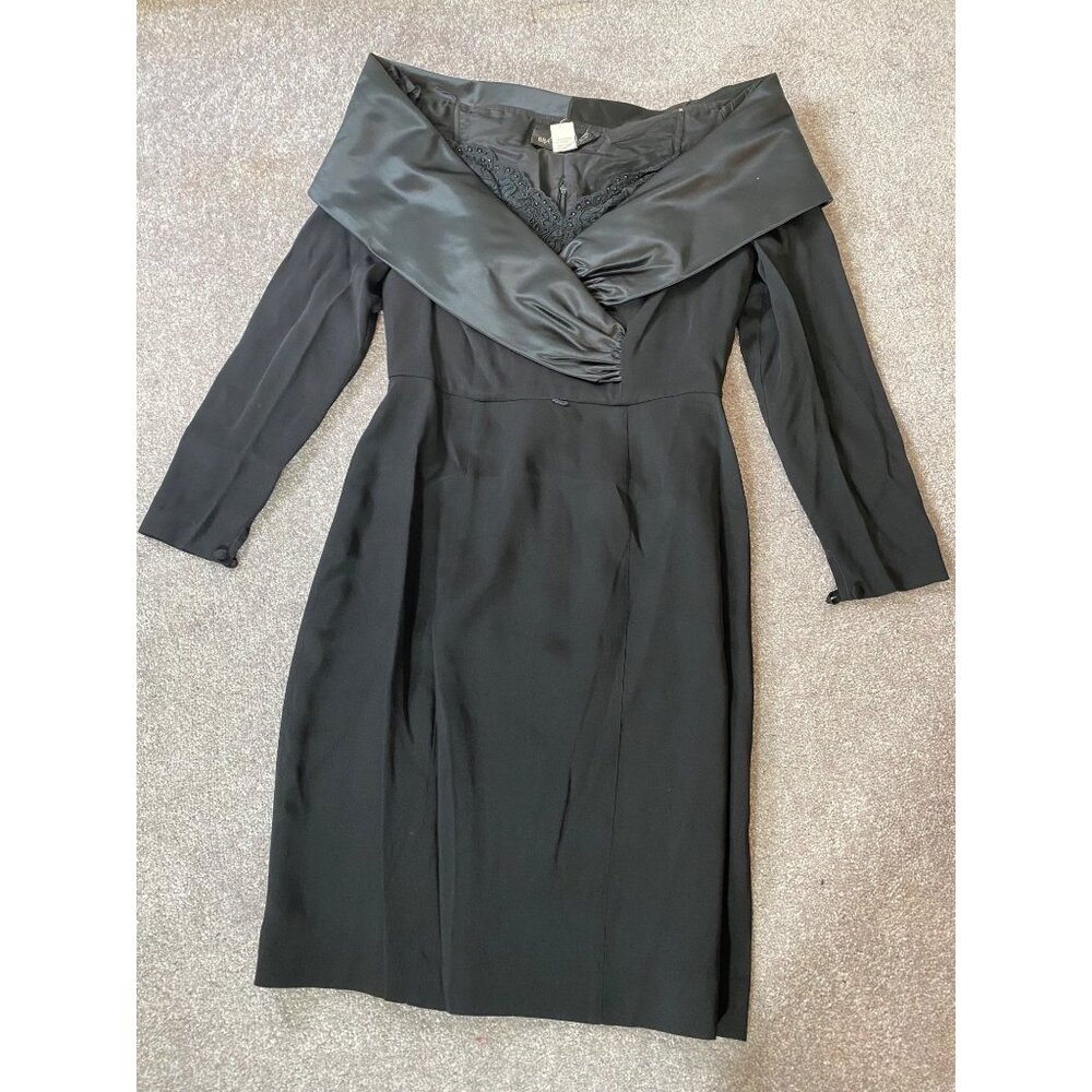 BB Collections Black Off-Shoulder Satin Trim Dress Size 10